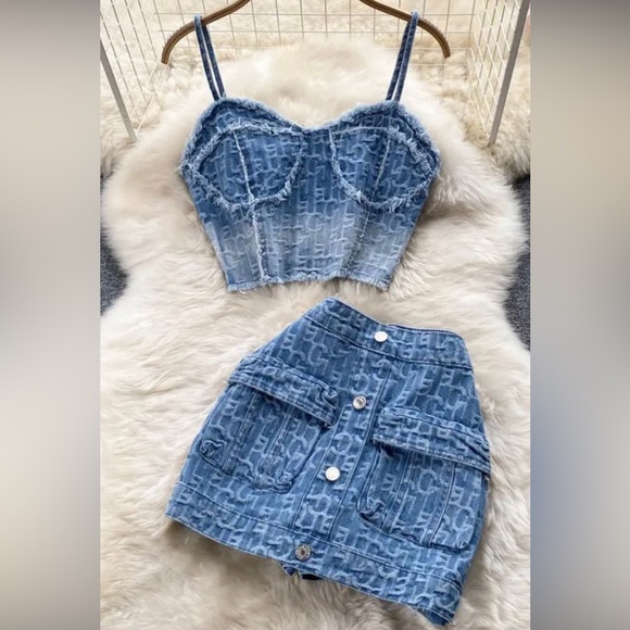 Dresses & Skirts - Denim two piece skirt set medium wash